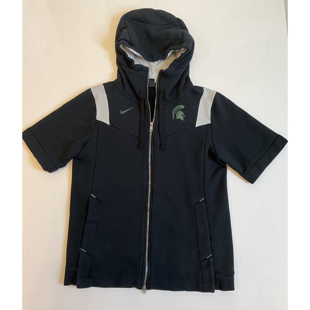 Nike Michigan State Spartans Full Zip Short Sleeve Hoodie Mens Large Team Issue